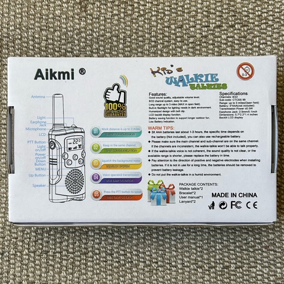 Aikmi Walkie Talkies for Kids 22 Channel 2 Way Radio 3 Miles Long Range Handheld - Picture 2 of 3